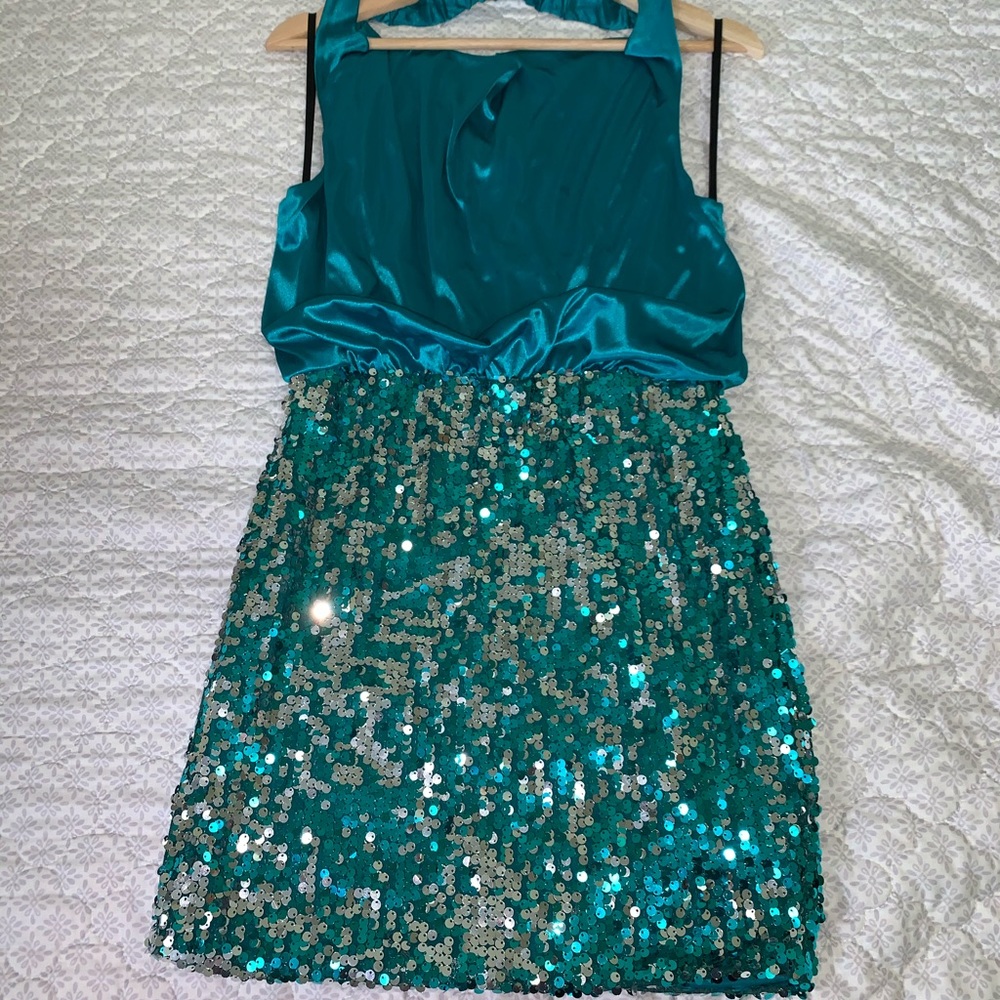 Aqua sequin dress